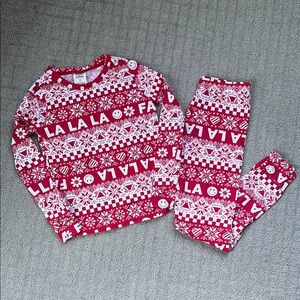 Happy Nation Festive Pajama Set Red and White Print Kids Size 8
